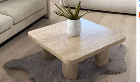 Стол кофейный CRV- Juan, Travertine top and base 80 см