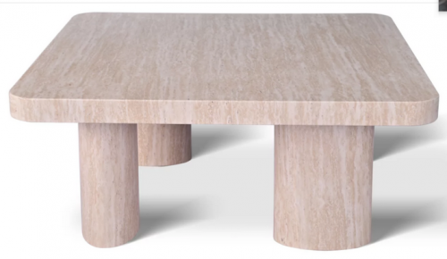 Стол кофейный CRV- Juan, Travertine top and base 80 см