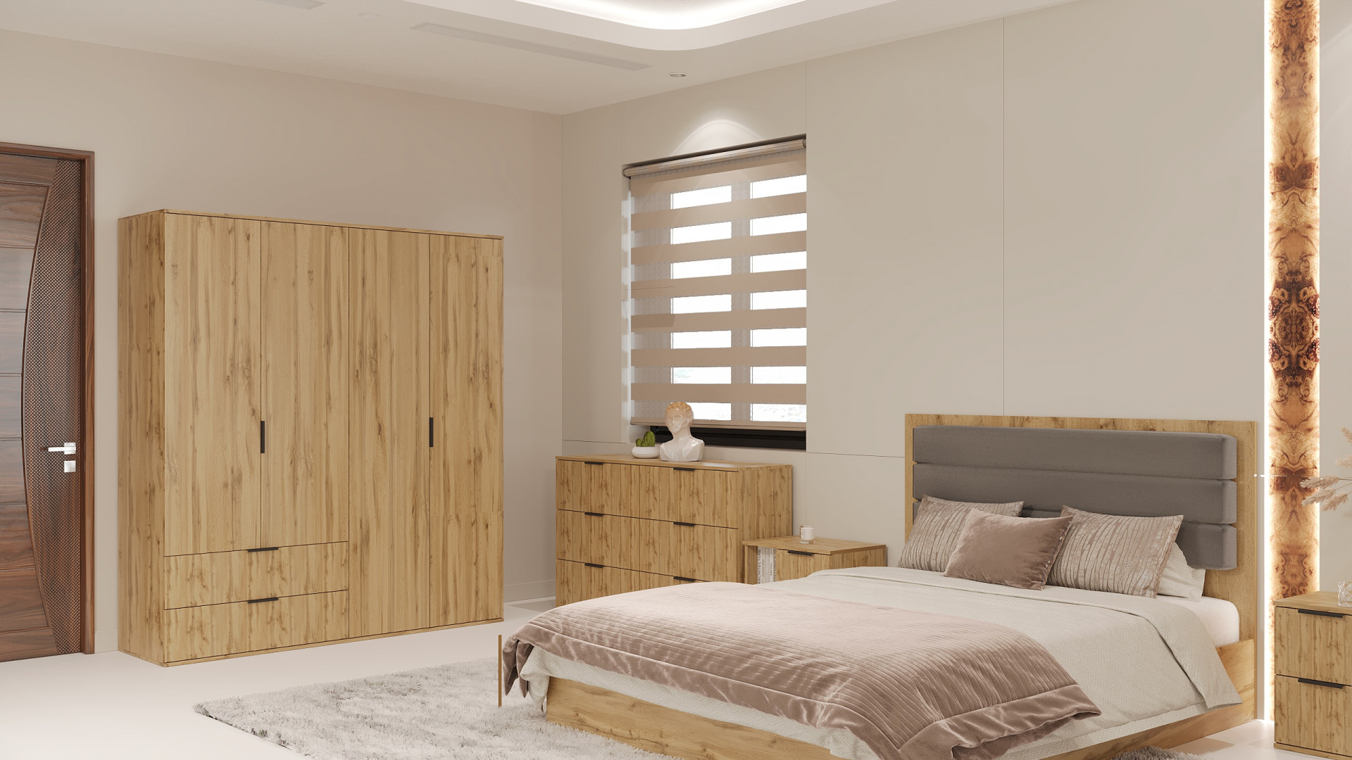 Комплект спальни ViA- Сити СП-2 (кровать, шкаф, комод, тумбы 2 шт)