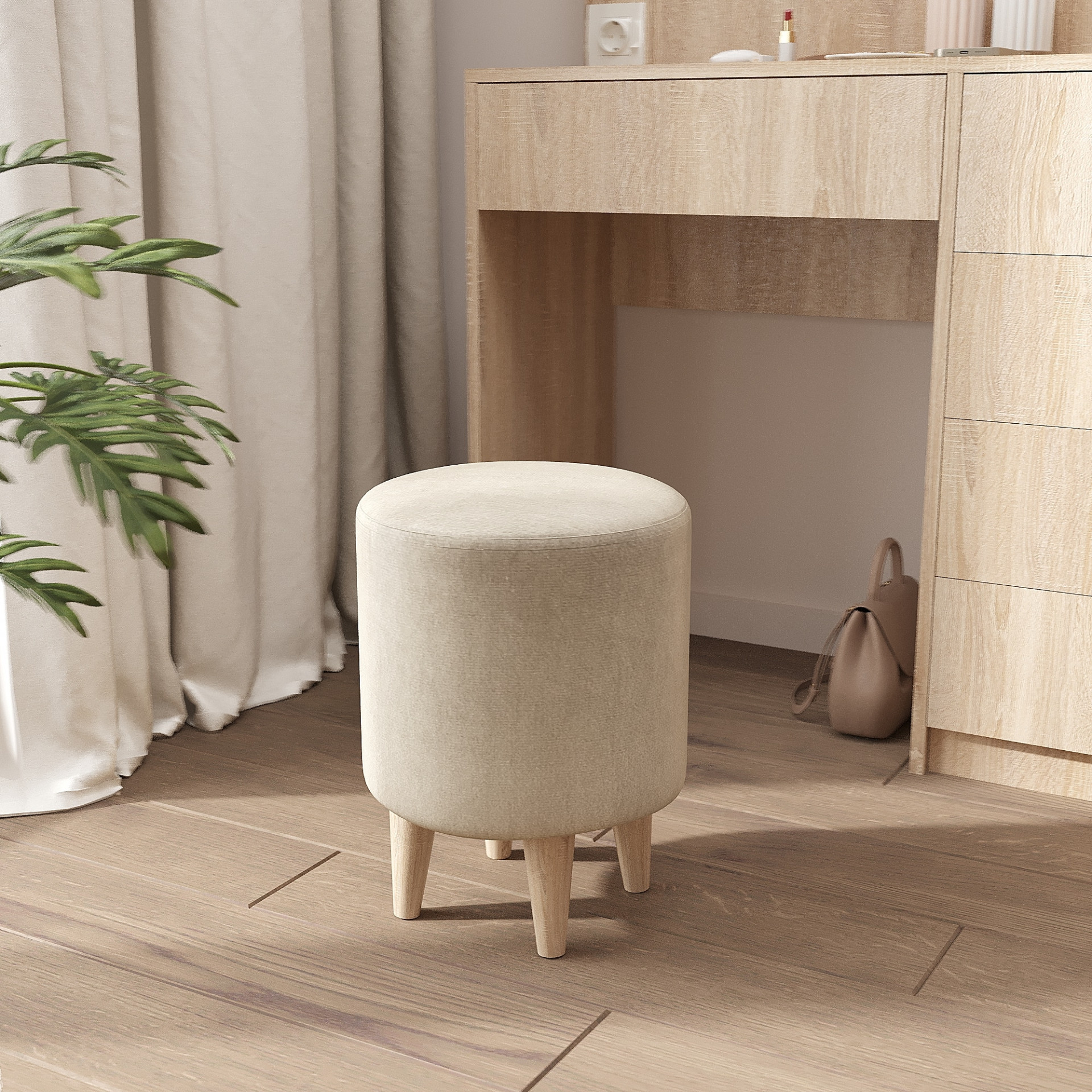 Пуф на ножках 42х35 KOD- Пуф-Хюгге (ткань велюр)