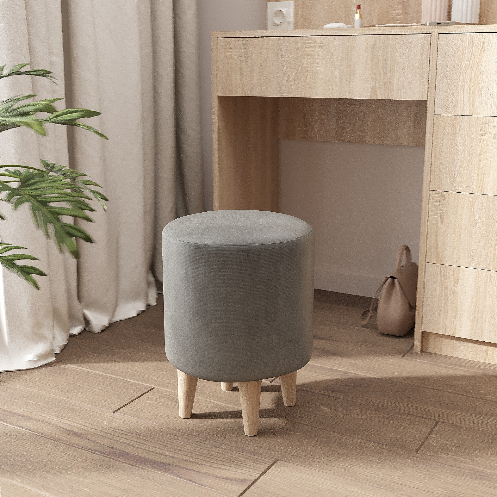 Пуф на ножках 42х35 KOD- Пуф-Хюгге (ткань велюр)