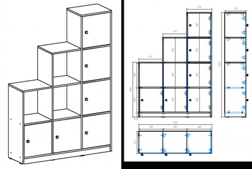 Стеллаж детский 166х120х35 см KOD- ШК-ст-детский (белый фасад)