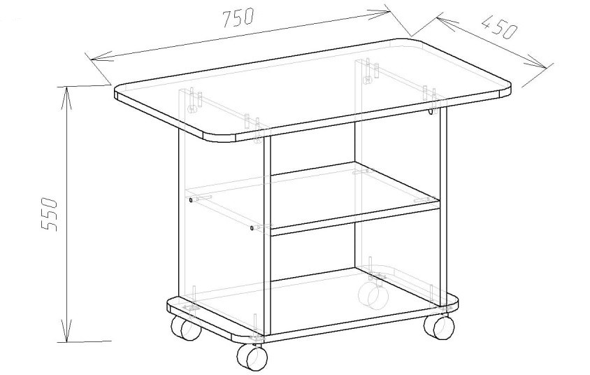 Журнальный стол 55х75х45 см KOD- ЖС-КЛ