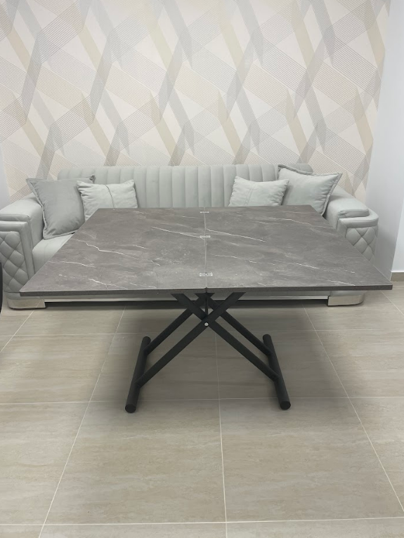 Стол - трансформер EXI- Тренто-Р серый мрамор / серый