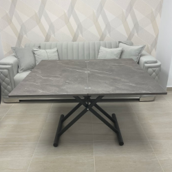 Стол - трансформер EXI- Тренто-Р серый мрамор / серый