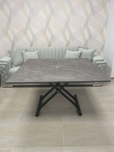 Стол - трансформер EXI- Тренто-Р серый мрамор / серый