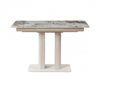 Стіл обідній розкладний INI- ROTTERDAM CERAMIC 120(160)*75 білий глянець/кашемир  