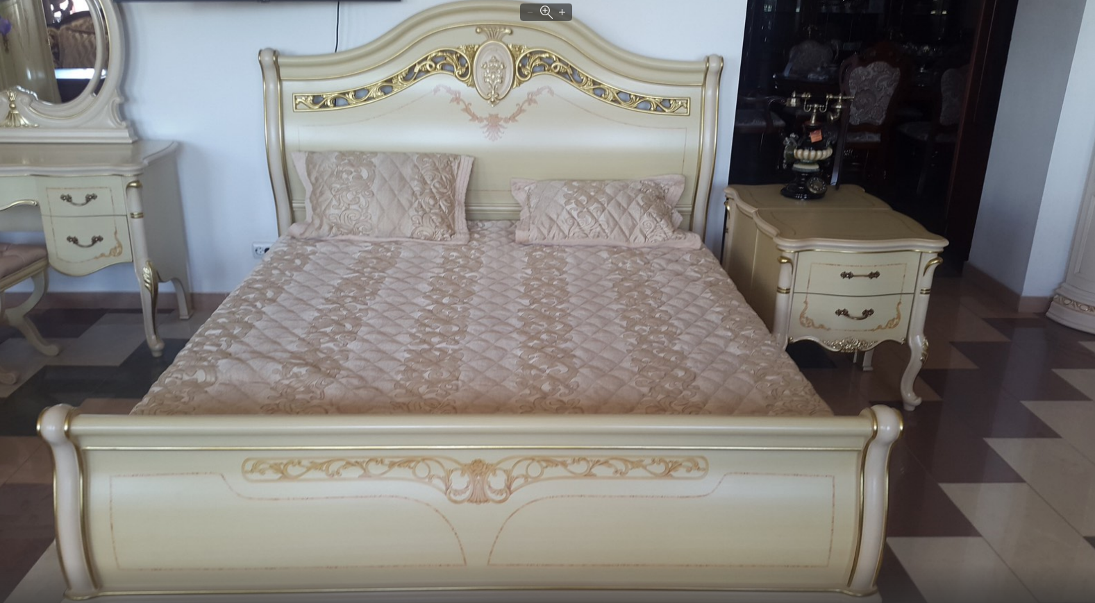 Кровать двуспальная с сеткой SMS- Версаль шампань, патина золотая 