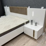 Кровать (каркас) Perfect Home Arco с мягким изголовьем, двуспальная,160 белый глянец/дуб грандсон