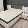 Кровать (каркас) Perfect Home Arco с мягким изголовьем, двуспальная,160 белый глянец/дуб грандсон