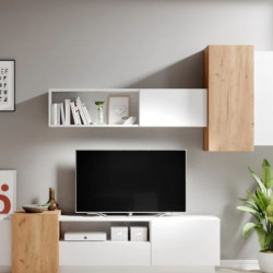 Стенка в гостиную Perfect Home 3Д / 3D Белый/дуб золотой крафт