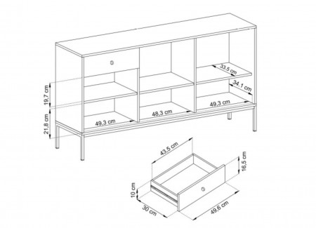 Комод Perfect Home Моно/Mono 3-дверный с 3 ящиками, золотые ножки MKSZ154 Беж песочный