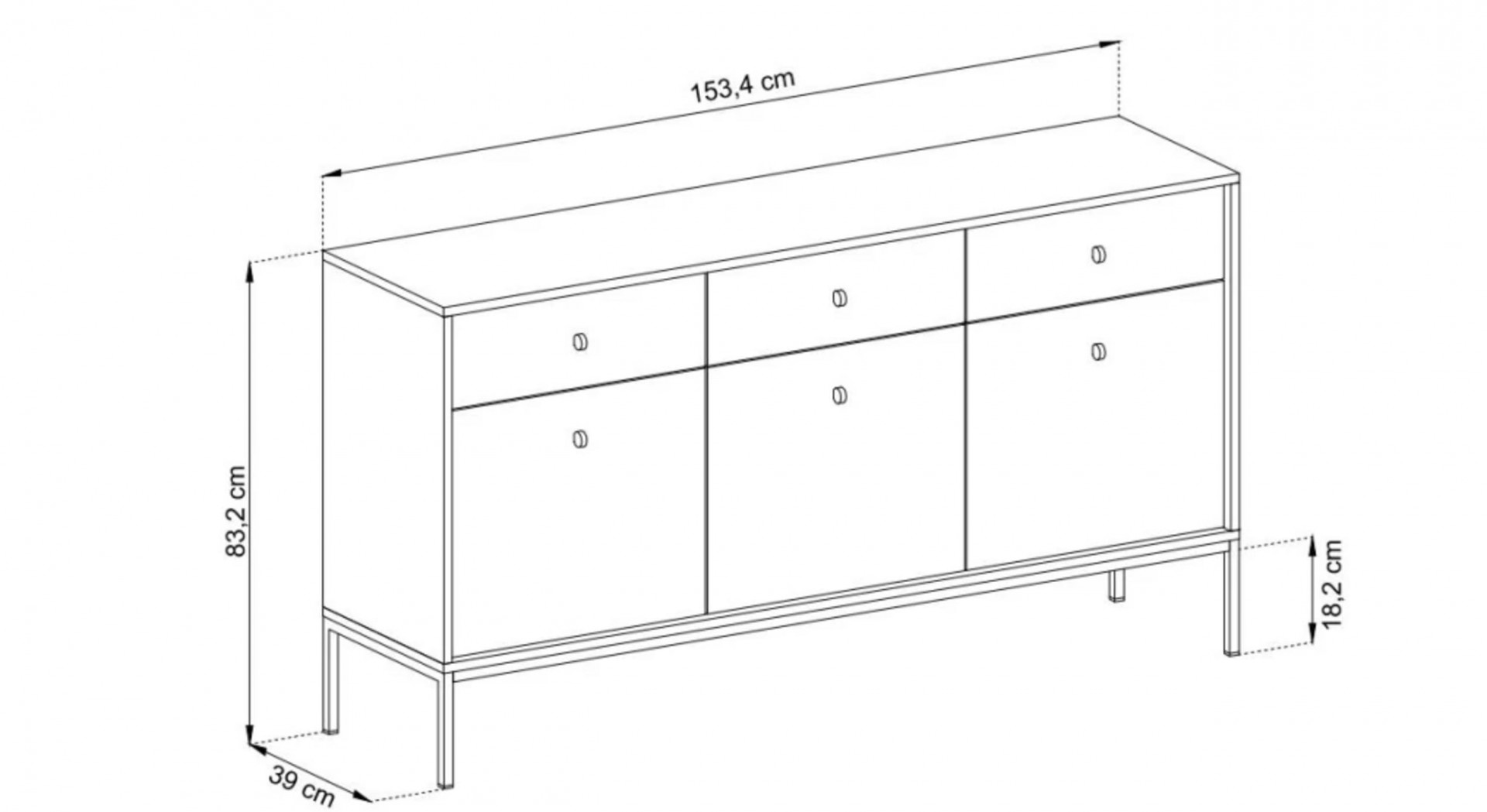 Комод Perfect Home Моно/Mono 3-дверный с 3 ящиками, золотые ножки MKSZ154 Беж песочный