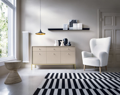 Комод Perfect Home Моно/Mono 3-дверный с 3 ящиками, золотые ножки MKSZ154 Беж песочный