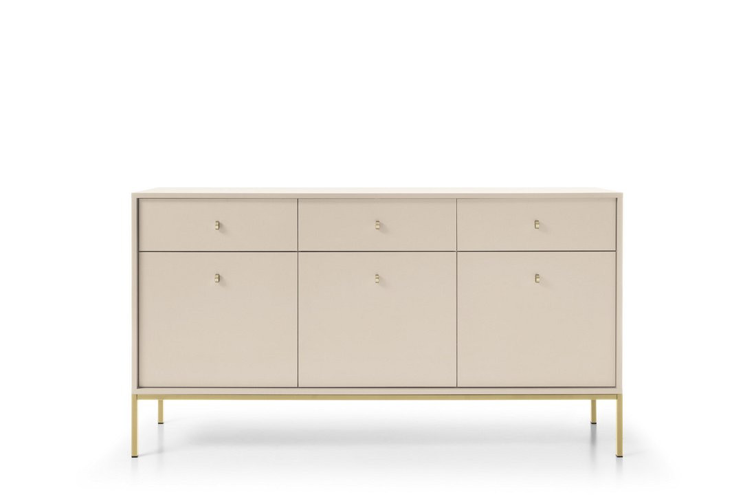 Комод Perfect Home Моно/Mono 3-дверный с 3 ящиками, золотые ножки MKSZ154 Беж песочный