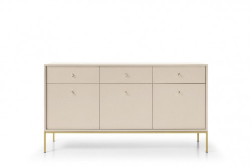 Комод Perfect Home Моно/Mono 3-дверный с 3 ящиками, золотые ножки MKSZ154 Беж песочный