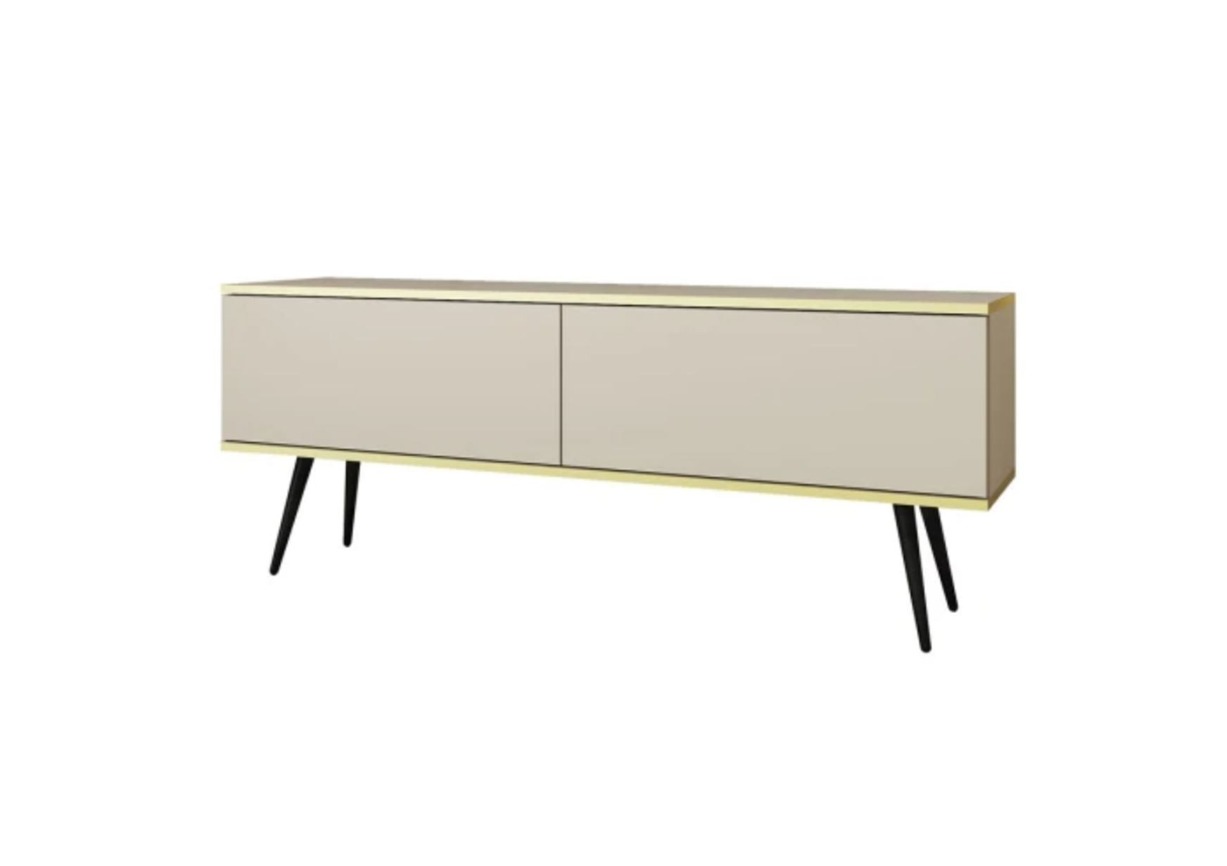 Тумба под ТВ Perfect Home Оро / Oro 2-дверная с черными ножками RTV135 Бежевый