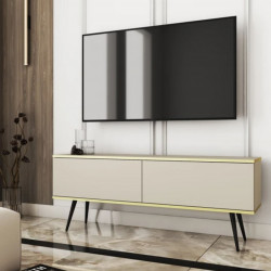 Тумба под ТВ Perfect Home Оро / Oro 2-дверная с черными ножками RTV135 Бежевый