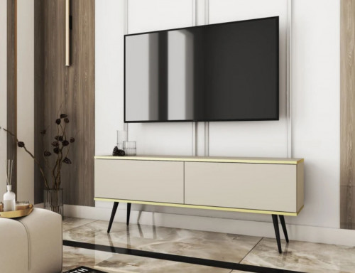 Тумба под ТВ Perfect Home Оро / Oro 2-дверная с черными ножками RTV135 Бежевый