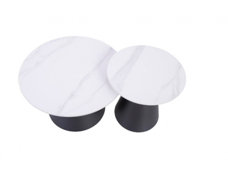 Комплект журнальных столов INI- NEBRASKA белый глянец/черный   