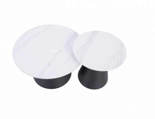 Комплект журнальных столов INI- NEBRASKA белый глянец/черный   