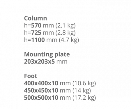 Опора для стола STL- Milano (основание 40х40 см, высота 57 см и 72 см)