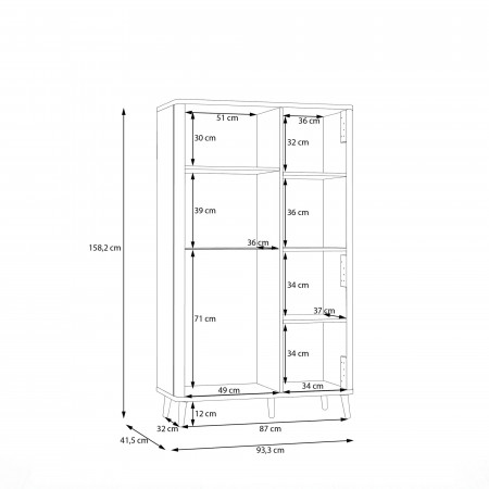 Витрина Forte FIXSMILE FXSV521, дуб Маувелла