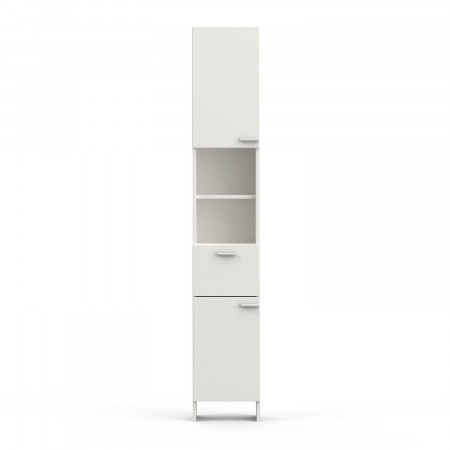 IDEA Высокий шкаф 2 двери + 1 ящик КОРАЛ белый