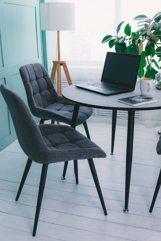 Стол круглый кухонный (дерево, МДФ, HPL) Ont- Лоренцо Черный