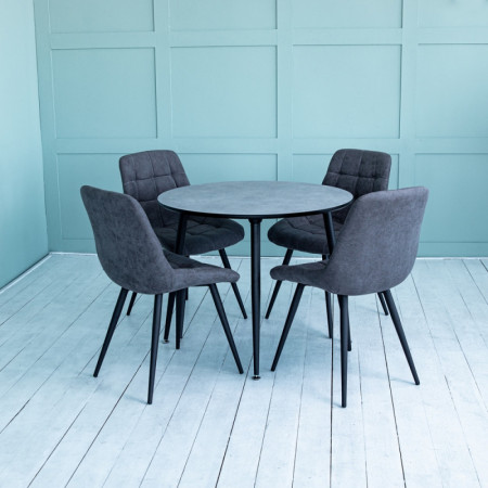 Стол круглый кухонный (дерево, МДФ, HPL) Ont- Лоренцо Черный