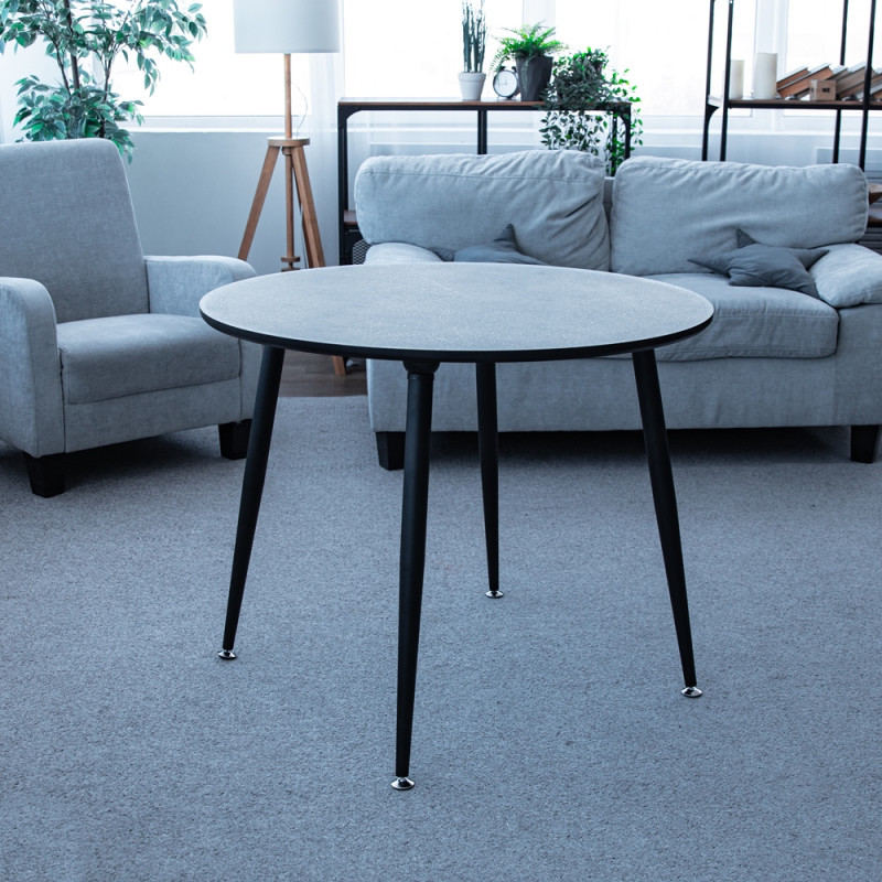 Стол круглый кухонный (дерево, МДФ, HPL) Ont- Лоренцо Черный