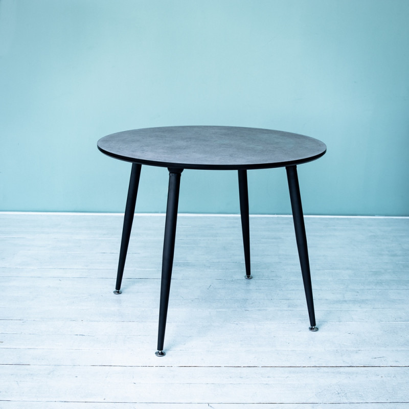 Стол круглый кухонный (дерево, МДФ, HPL) Ont- Лоренцо Черный