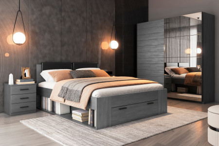 Шкаф-купе с зеркалом Helvetia GALAXY 24CBEA68 (карбоновый дуб)