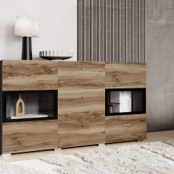 Комод на 2 двери и 3 ящика Helvetia BAROS 24Z6BM26 (сатиновый нуссбаум/черный)