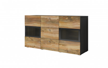 Комод на 2 двери и 3 ящика Helvetia BAROS 24Z6BM26 (сатиновый нуссбаум/черный)