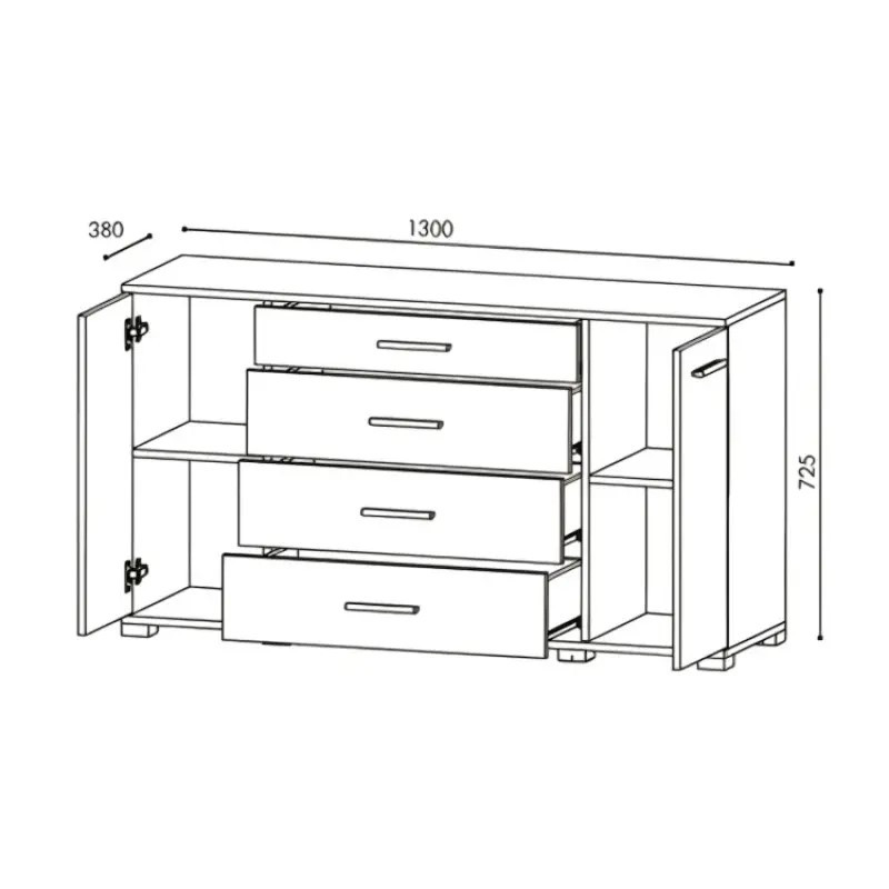 Большой комод EVR- Бриз К-6 дуб Сонома + фасад трюфель