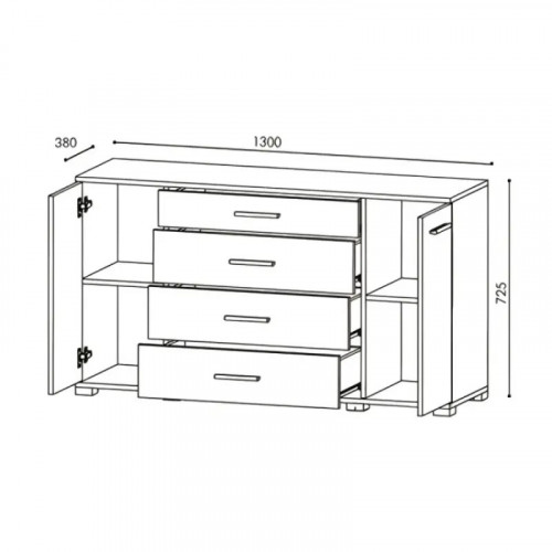 Большой комод EVR- Бриз К-6 дуб Сонома + фасад трюфель