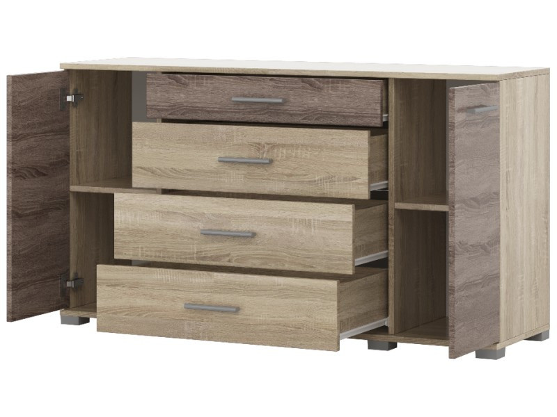 Большой комод EVR- Бриз К-6 дуб Сонома + фасад трюфель