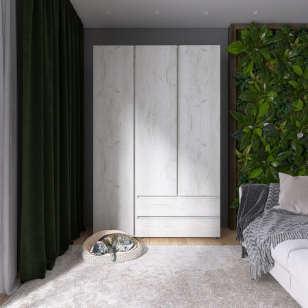 Шкаф распашной на 3 двери и 2 шухляды EVR- Лайт ШЛ-3 крафт белый