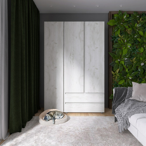 Шкаф распашной на 3 двери и 2 шухляды EVR- Лайт ШЛ-3 крафт белый