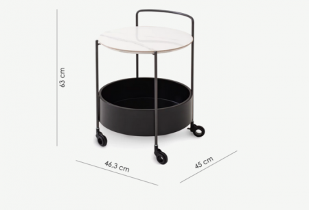 Столик сервировочный CRV- Fred, Lilac ice top black base(белый)