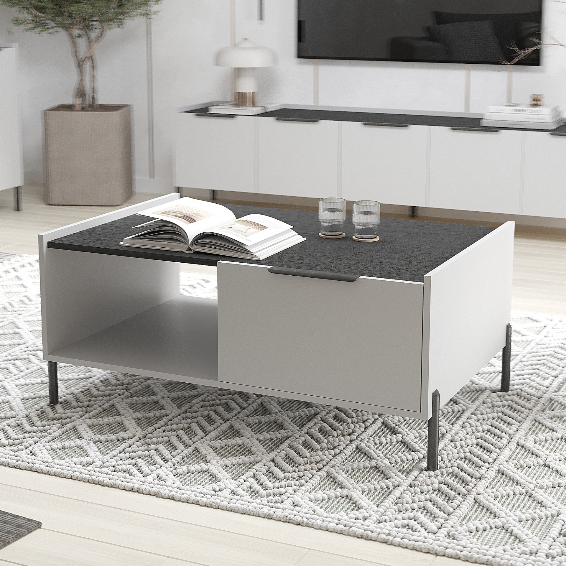 Журнальный стол с ящиком 46х104х48 см KOD- ЖС-Ларго