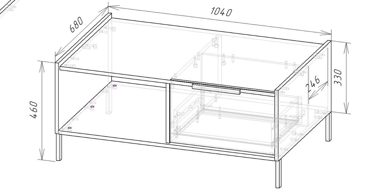 Журнальный стол с ящиком 46х104х48 см KOD- ЖС-Ларго