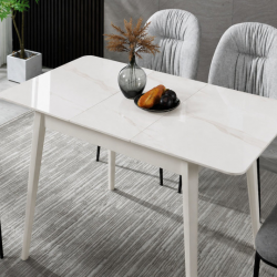 Стіл обідній розкладний INI- TALLINN CERAMIC 90(120)*70 білий глянець/кашемир   