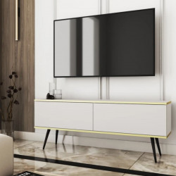Тумба под ТВ Perfect Home Оро / Oro 2-дверная с черными ножками RTV135 Белый