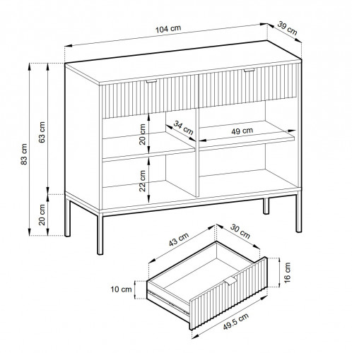 Комод Perfect Home Nova 2-дверный с 2 ​​ящиками и золотыми ножками KSZ104 Кашемир