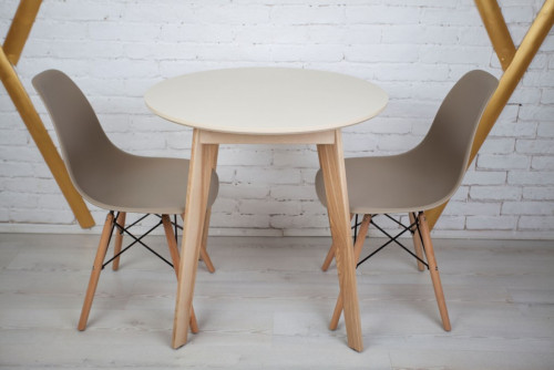 Комплект кухонной мебели Ont- Густаво 75 круглый стол + 2 стула бежевый