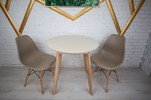 Комплект кухонной мебели Ont- Густаво 75 круглый стол + 2 стула бежевый