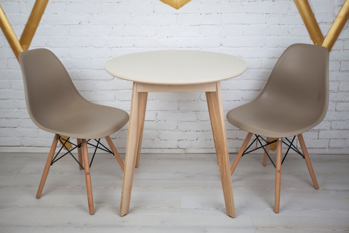 Комплект кухонной мебели Ont- Густаво 75 круглый стол + 2 стула бежевый