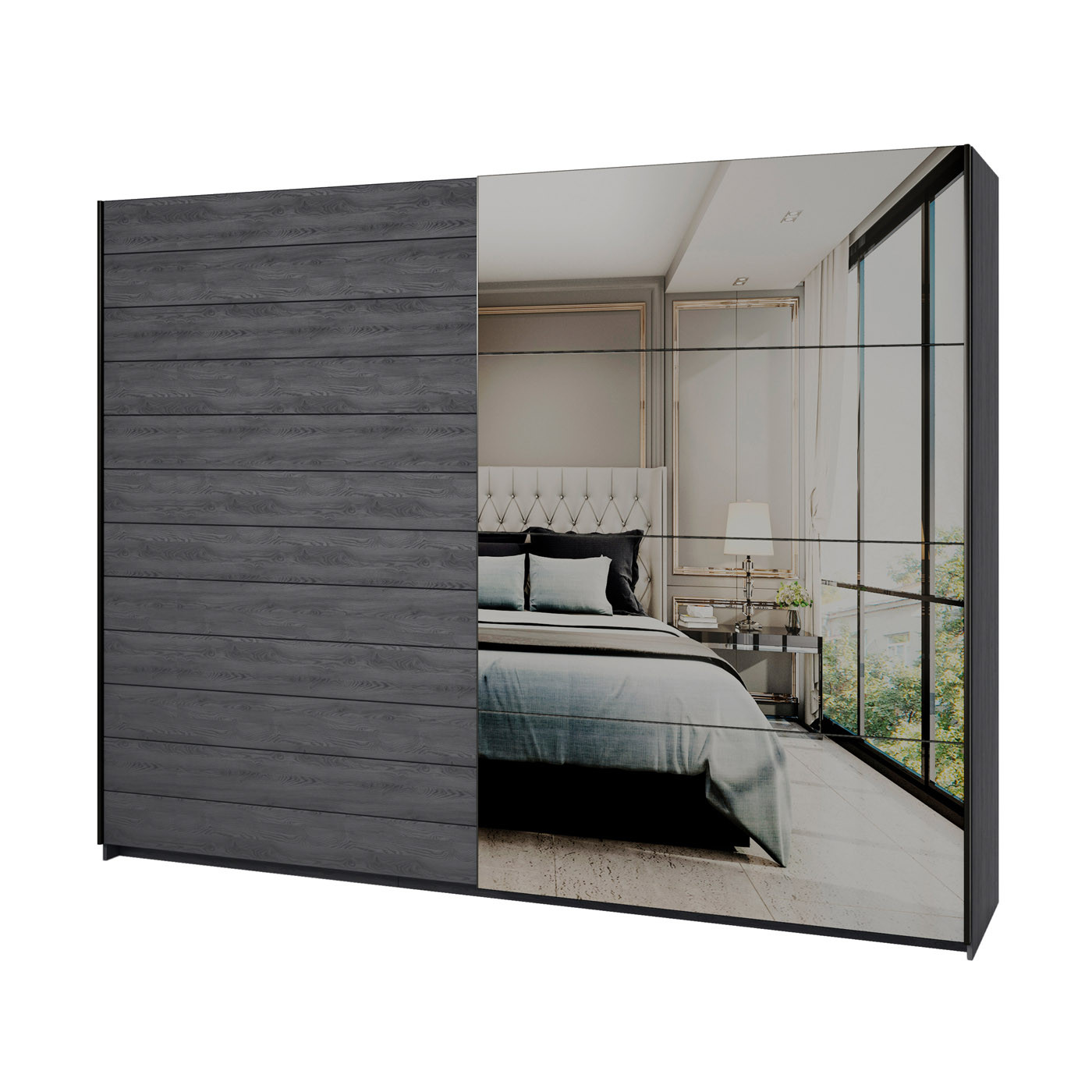 Шкаф-купе с зеркалом Helvetia GALAXY 24CBEA69 (карбоновый дуб)